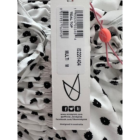 MINKPINK Tidal Top‎ NWT – Puff Sleeve Crop Polka Dot- Medium - Picture 8 of 9